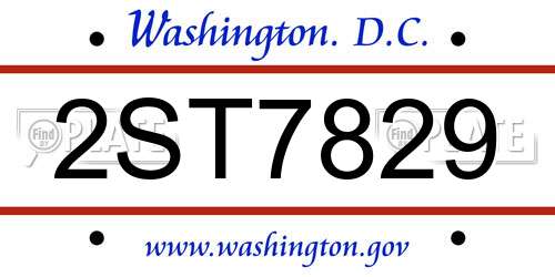 2ST7829 District Of Columbia License Plate