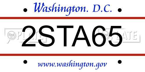 2STA65 District Of Columbia License Plate