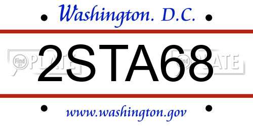 2STA68 District Of Columbia License Plate