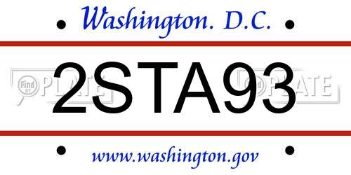 2STA93 District Of Columbia License Plate