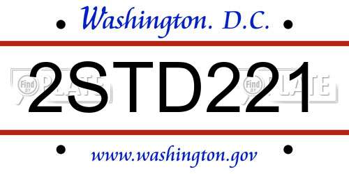 2STD221 District Of Columbia License Plate