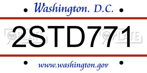 2STD771 District Of Columbia License Plate