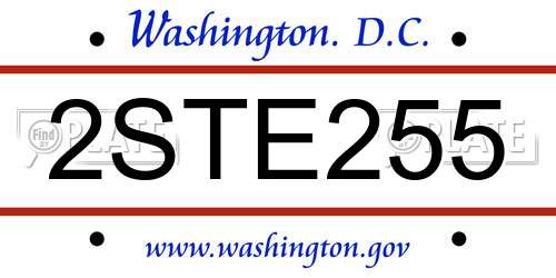 2STE255 District Of Columbia License Plate
