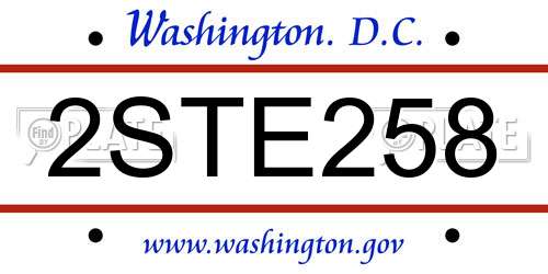 2STE258 District Of Columbia License Plate