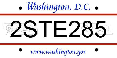 2STE285 District Of Columbia License Plate