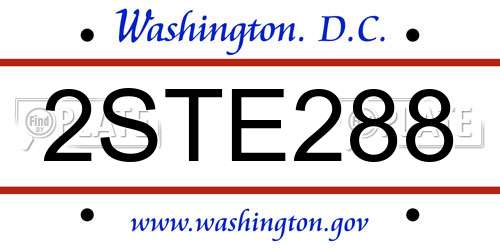 2STE288 District Of Columbia License Plate