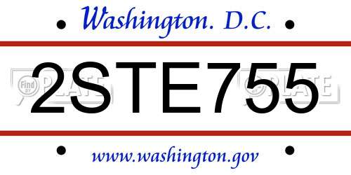 2STE755 District Of Columbia License Plate