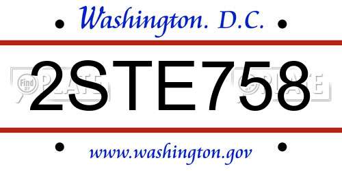 2STE758 District Of Columbia License Plate