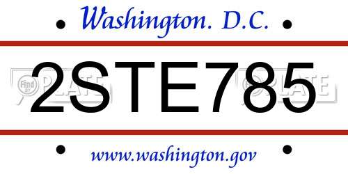 2STE785 District Of Columbia License Plate