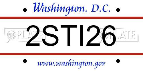 2STI26 District Of Columbia License Plate