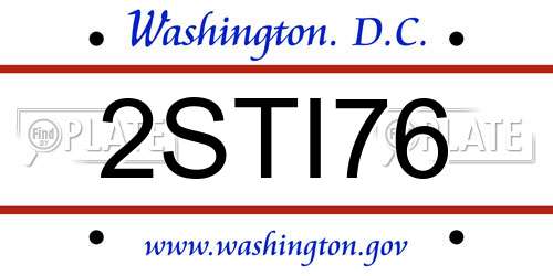 2STI76 District Of Columbia License Plate