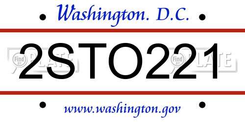 2STO221 District Of Columbia License Plate