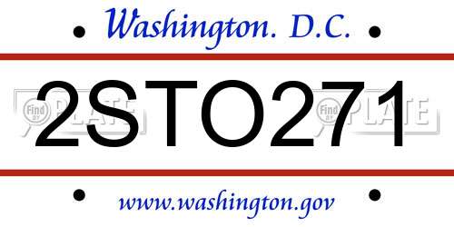 2STO271 District Of Columbia License Plate