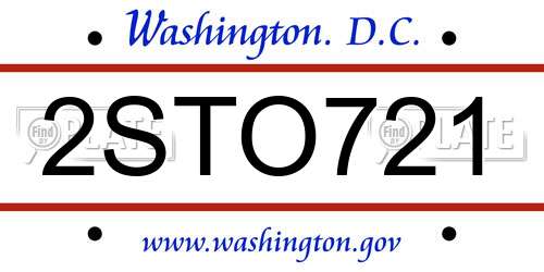 2STO721 District Of Columbia License Plate
