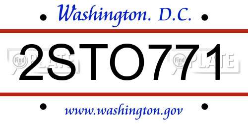 2STO771 District Of Columbia License Plate