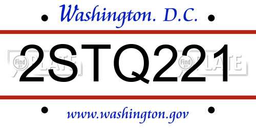 2STQ221 District Of Columbia License Plate
