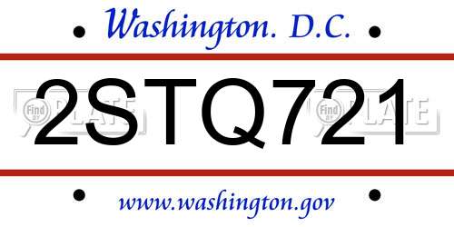 2STQ721 District Of Columbia License Plate