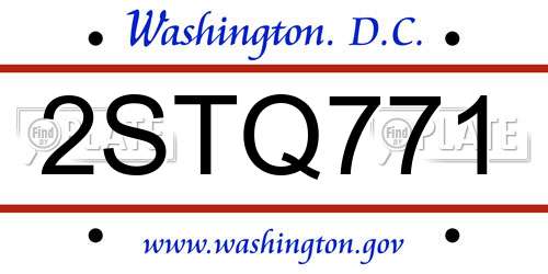 2STQ771 District Of Columbia License Plate