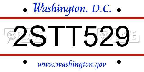 2STT529 District Of Columbia License Plate