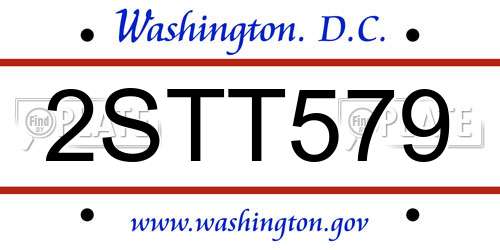 2STT579 District Of Columbia License Plate
