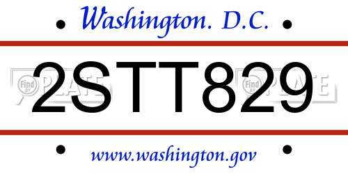 2STT829 District Of Columbia License Plate