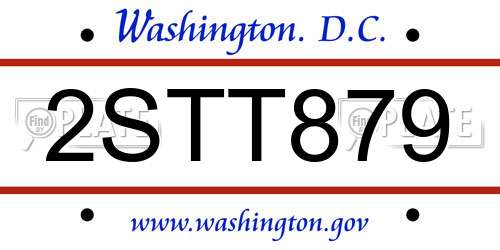 2STT879 District Of Columbia License Plate