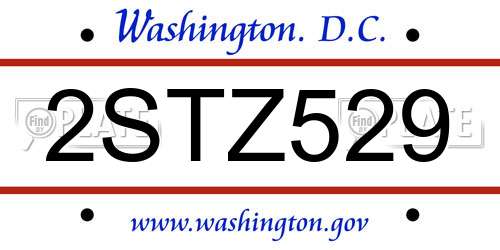 2STZ529 District Of Columbia License Plate