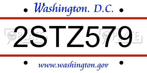 2STZ579 District Of Columbia License Plate