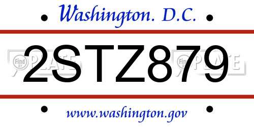 2STZ879 District Of Columbia License Plate