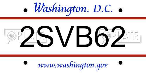 2SVB62 District Of Columbia License Plate