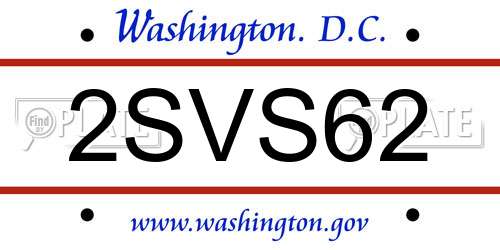 2SVS62 District Of Columbia License Plate