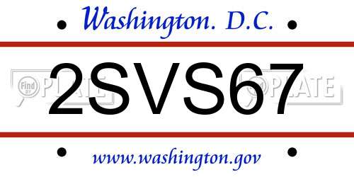 2SVS67 District Of Columbia License Plate