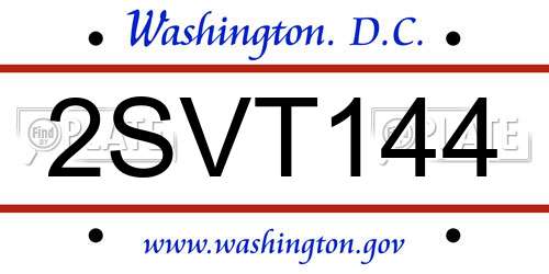 2SVT144 District Of Columbia License Plate