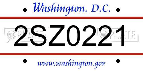 2SZ0221 District Of Columbia License Plate