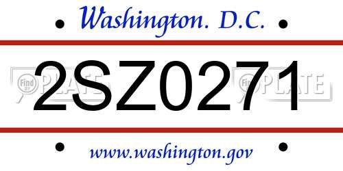 2SZ0271 District Of Columbia License Plate