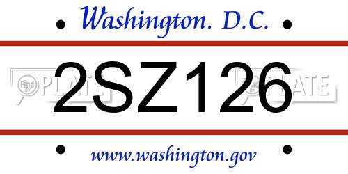 2SZ126 District Of Columbia License Plate