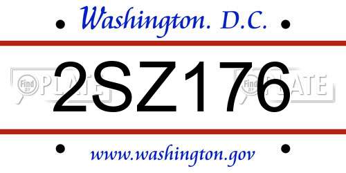 2SZ176 District Of Columbia License Plate