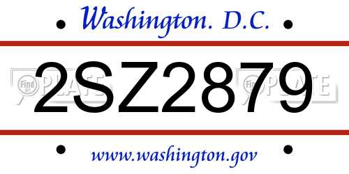 2SZ2879 District Of Columbia License Plate