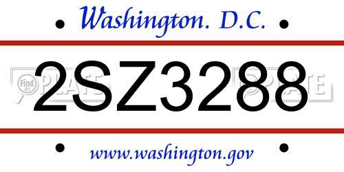 2SZ3288 District Of Columbia License Plate