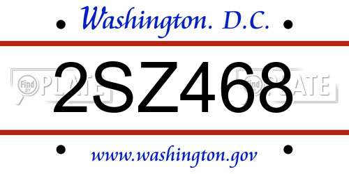 2SZ468 District Of Columbia License Plate