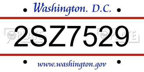 2SZ7529 District Of Columbia License Plate