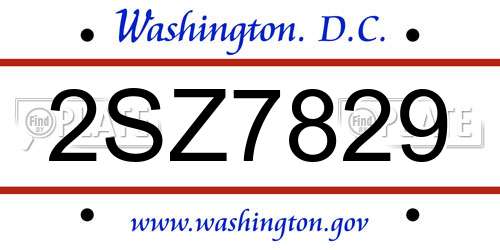2SZ7829 District Of Columbia License Plate