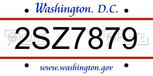 2SZ7879 District Of Columbia License Plate