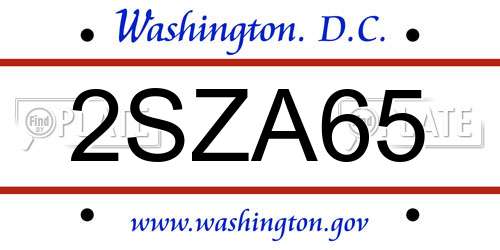 2SZA65 District Of Columbia License Plate