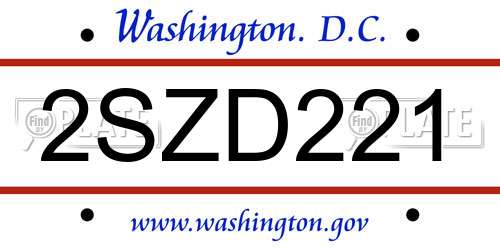 2SZD221 District Of Columbia License Plate