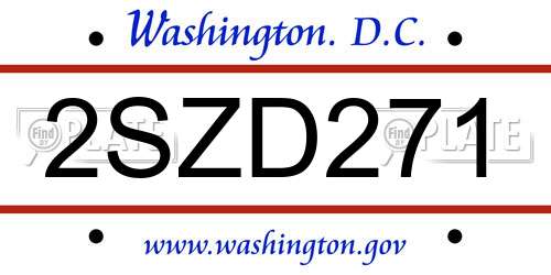 2SZD271 District Of Columbia License Plate