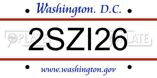 2SZI26 District Of Columbia License Plate