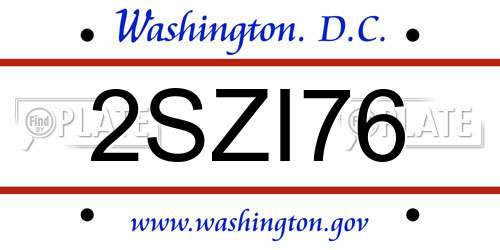 2SZI76 District Of Columbia License Plate