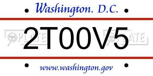 2T00V5 District Of Columbia License Plate