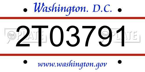 2T03791 District Of Columbia License Plate